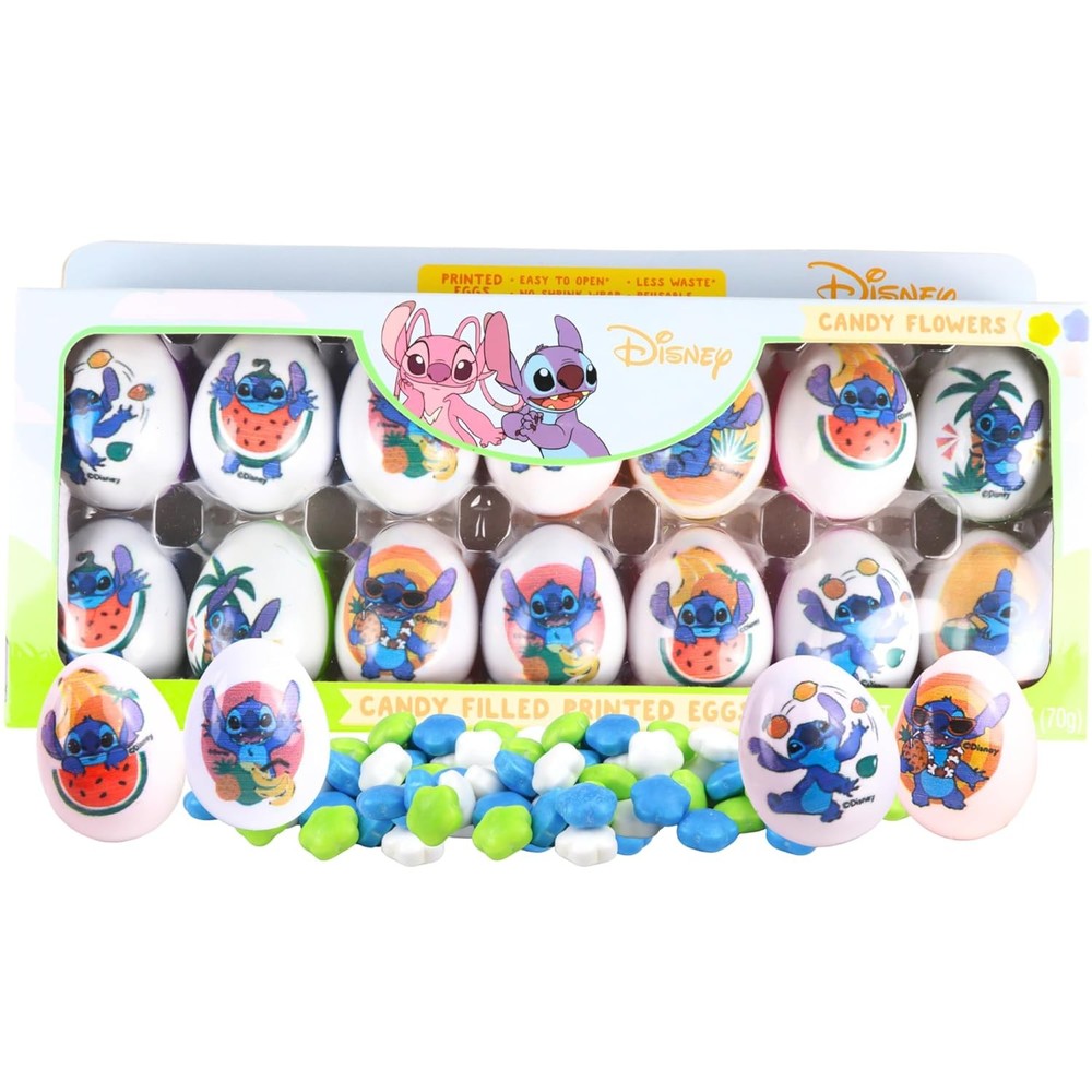 Stitch Themed Pre-Filled Plastic Easter Eggs, Assorted Hard Candies Inside, Perf