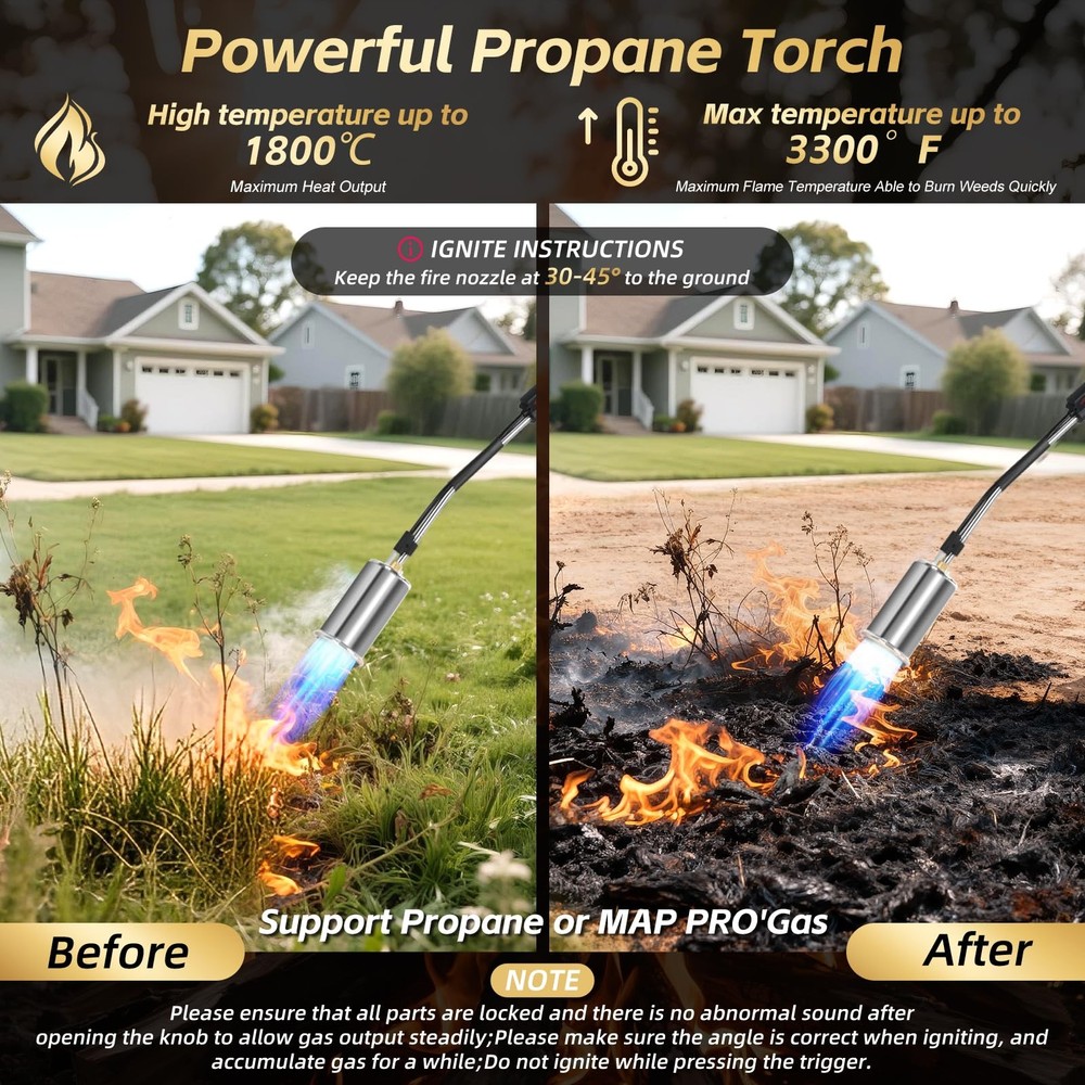Weed Burner Torch, Propane Torch High Output 37" Extended Silver