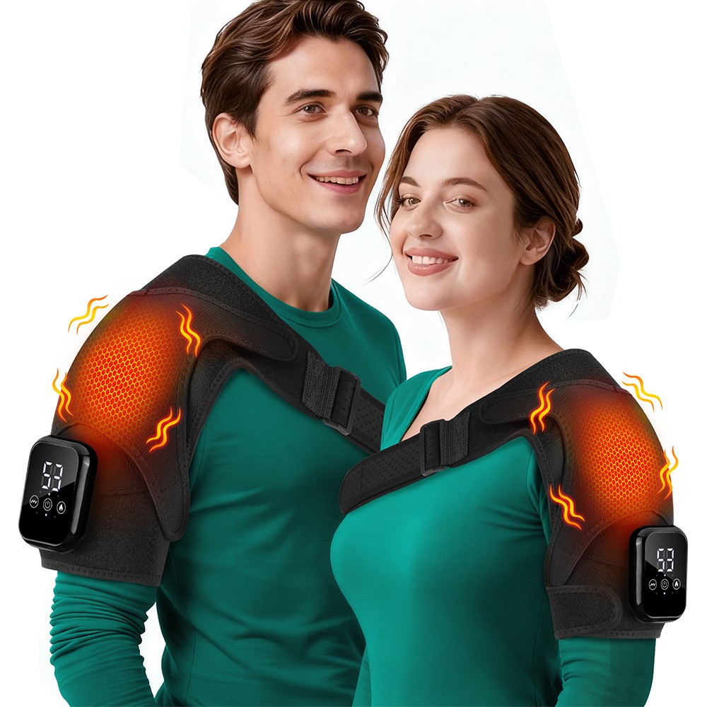 Electric Heated Shoulder Massager Brace with Vibration Therapy Joint Pain Relief