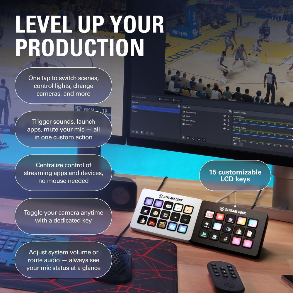 Compact Stream Deck MK.2: 15 Customizable Keys for Enhanced Streaming Experience