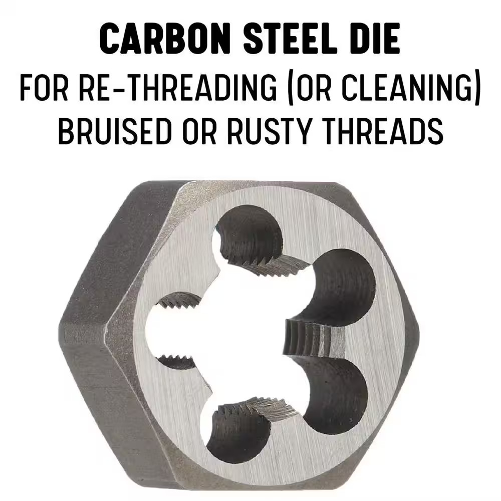 1/2 In.-20 Carbon Steel Hex Re-Threading Die