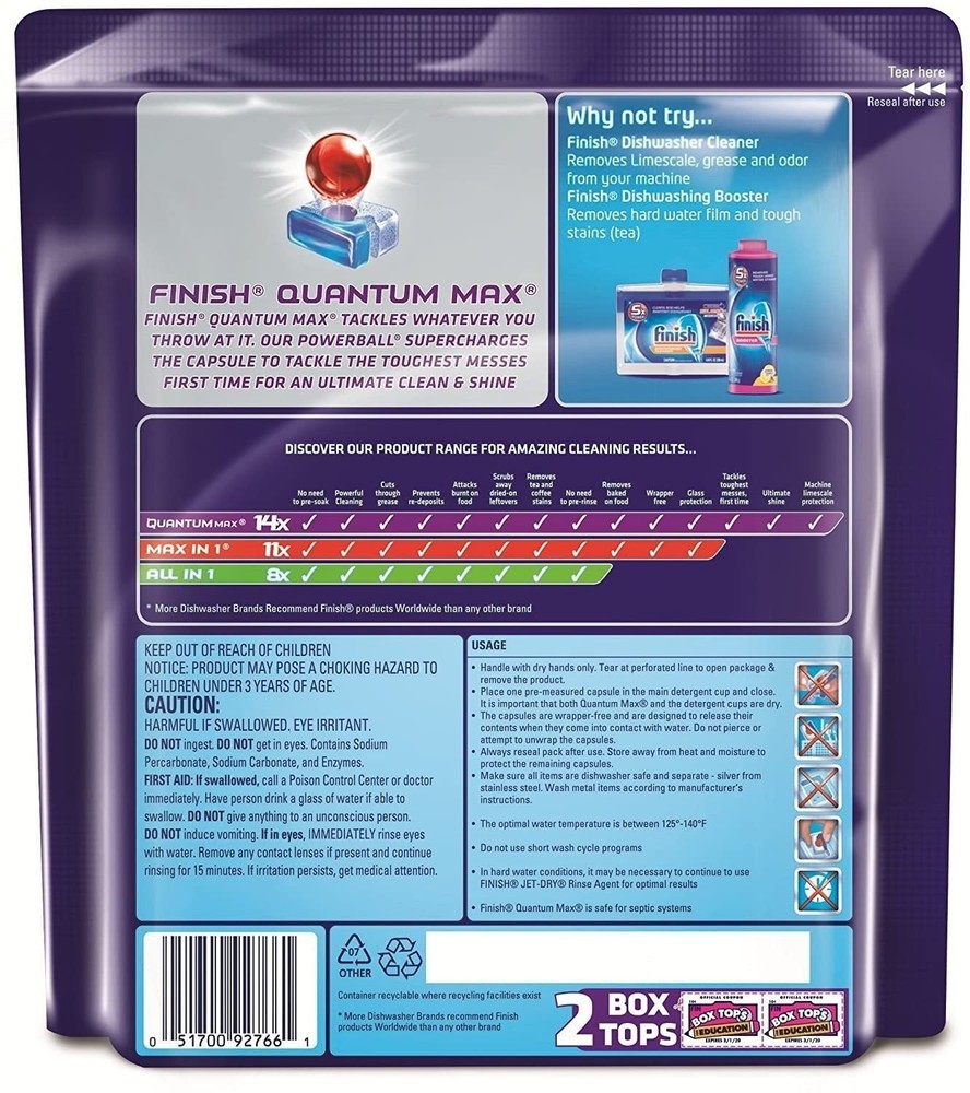 Finish Quantum Max Powerball, 64ct, Dishwasher Detergent Tablets, Ultimate...