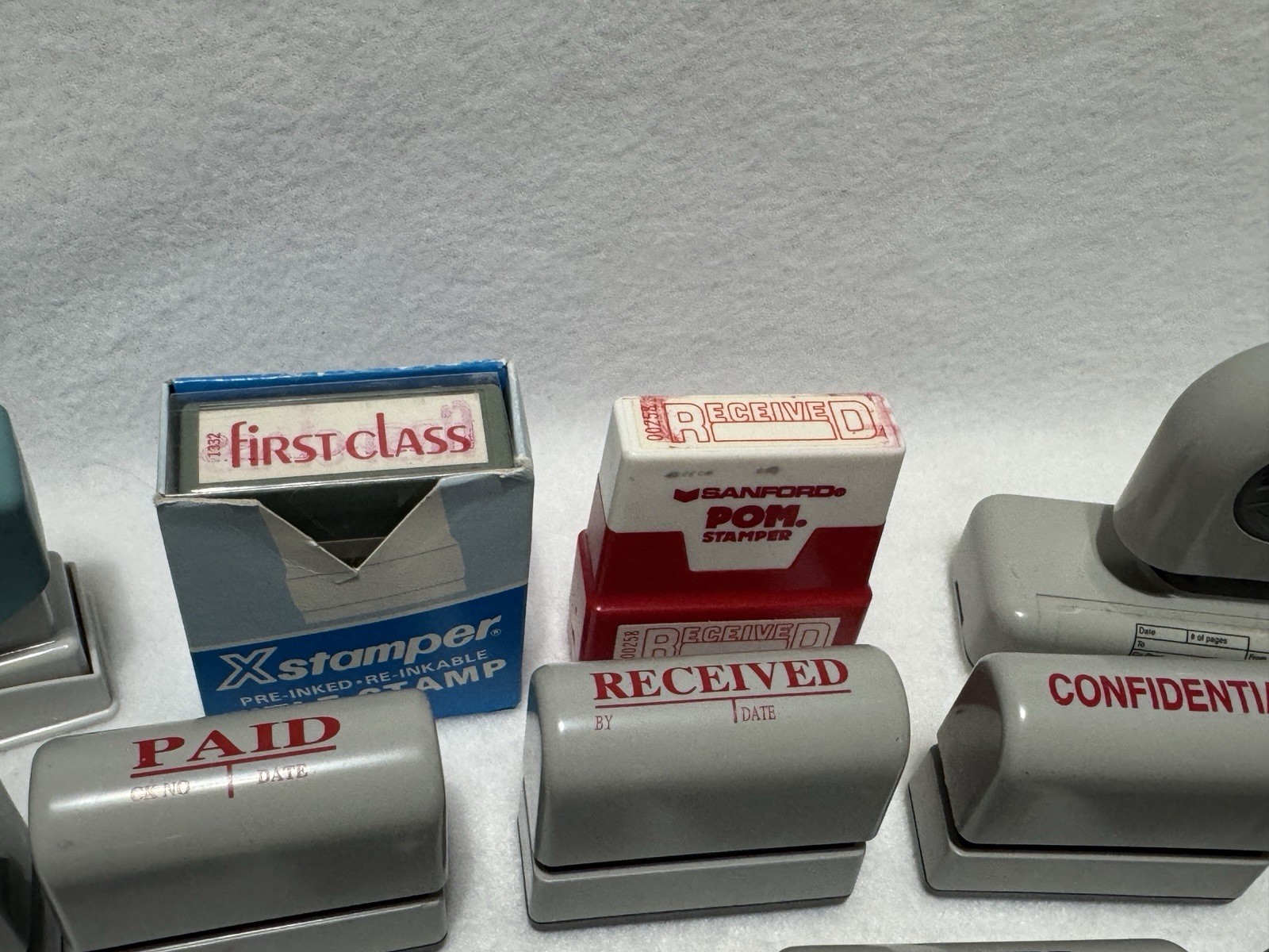 Office Stamp Lot Xstamper & Sanford | PAID RECEIVED FILE CONFIDENTIAL FAX