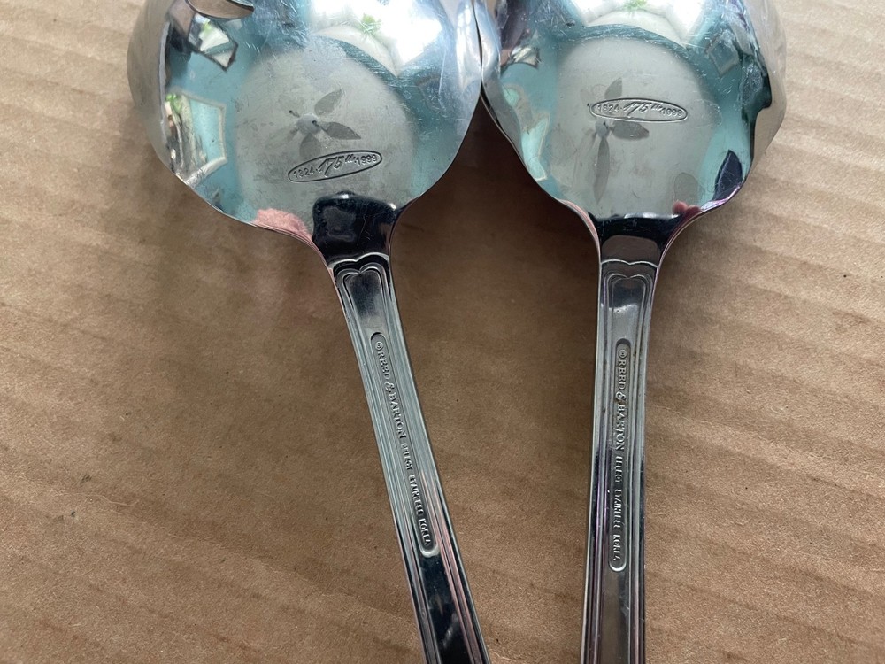 Vintage 1999 REED & BARTON Oval Thread Salad Serving Set 2pcs