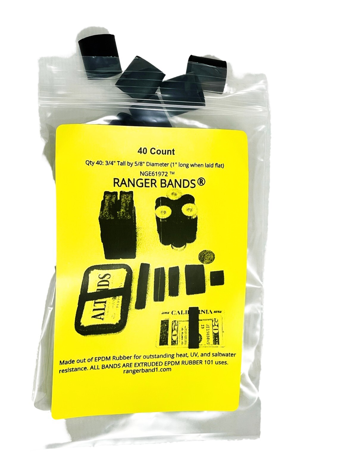 Ranger Bands® 40 Heavy Duty EPDM Rubber Tactical Bands for Camping, Survival USA