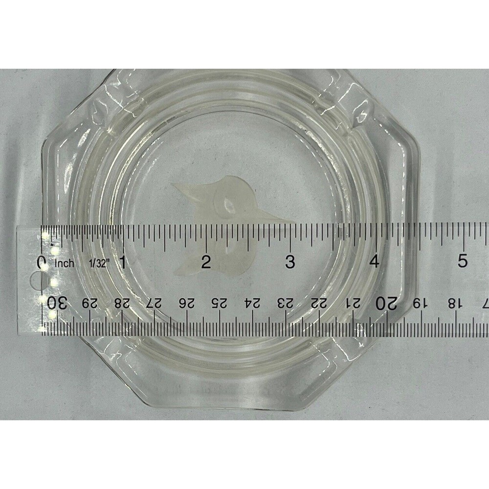 Clear Glass Square Ashtray Etched Fox