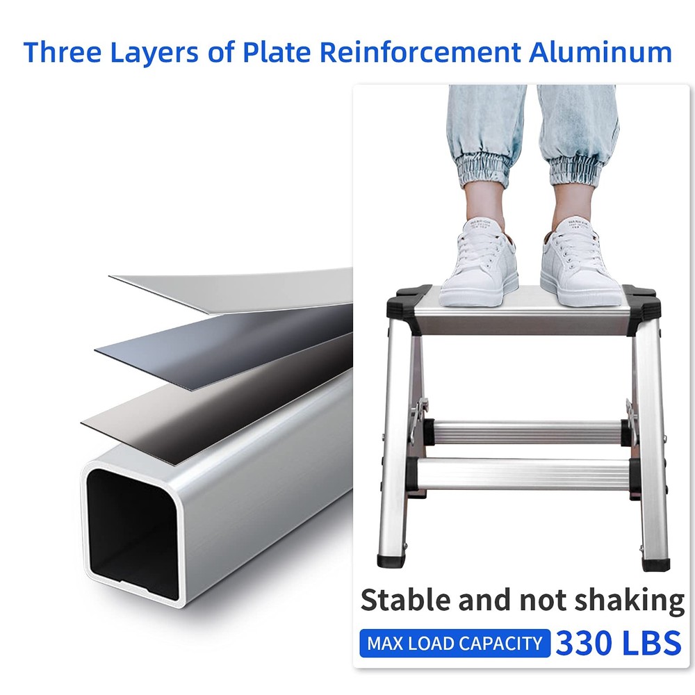 Folding Step Stool Small Foldable Step Stool One Step Ladder with 330 lb Larg...