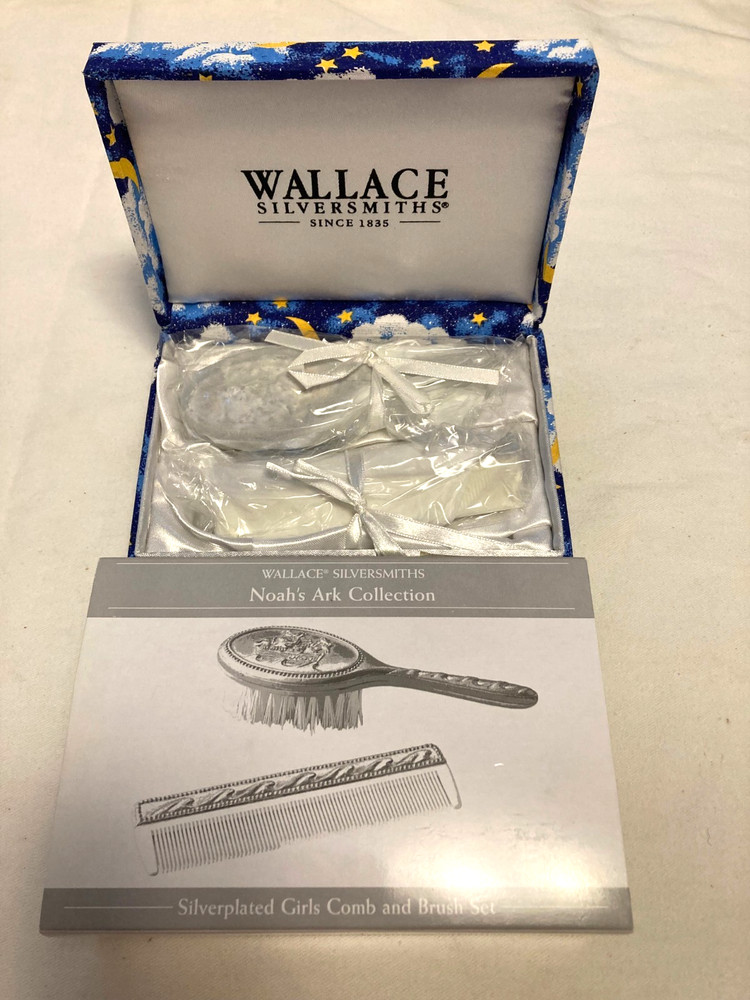 WALLACE SILVERSMITHS NOAH'S ARK SILVERPLATED COLLECTION CUP COMBBRUSH FEEDING ST