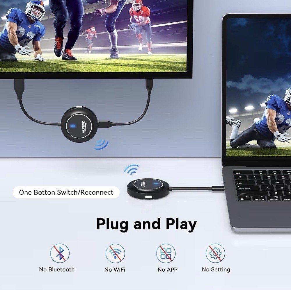 2026 Upgraded Wireless HDMI Transmitter and Receiver 4K