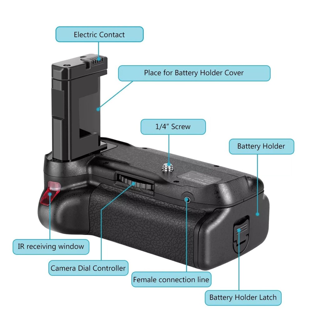 MB-D5500 Black Vertical Battery Handle Grip Replacement For Nikon D5500 Camera