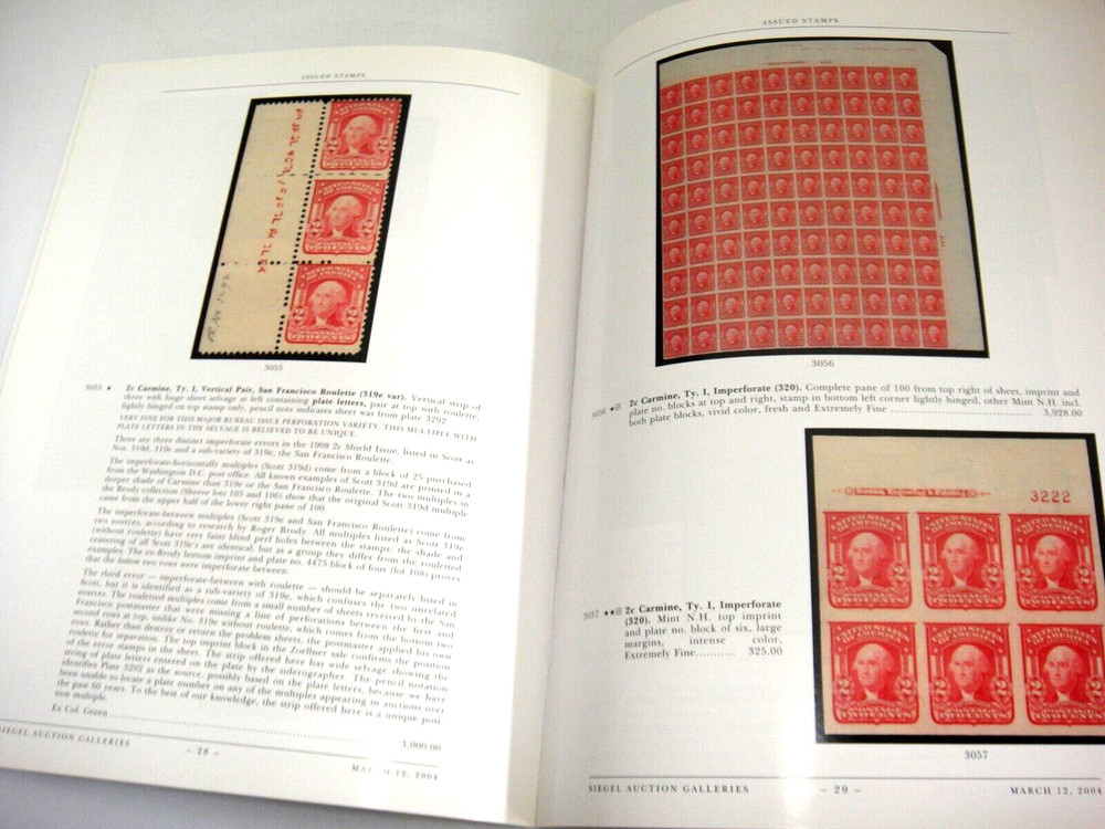 Siegel Stamp Auction Catalog w Prices Cheshire Collection 1902-08 Issues 2004