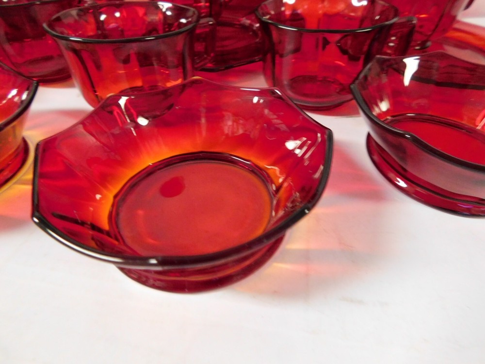 Imperial Glass MOLLY Pattern Ruby Red Glassware Lunch / Dessert Set