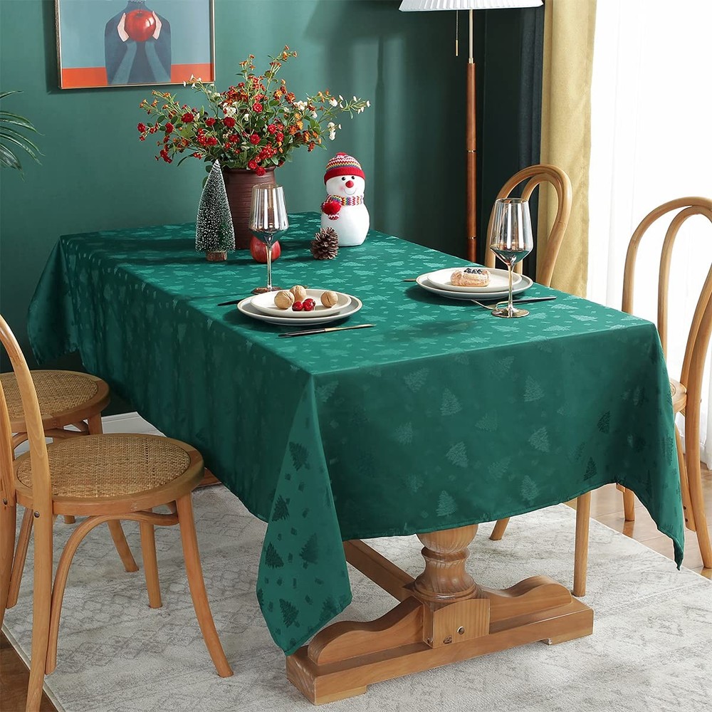 Christmas Tablecloth Rectangle, Jacquard Table Cloth Spillproof and Resistant...