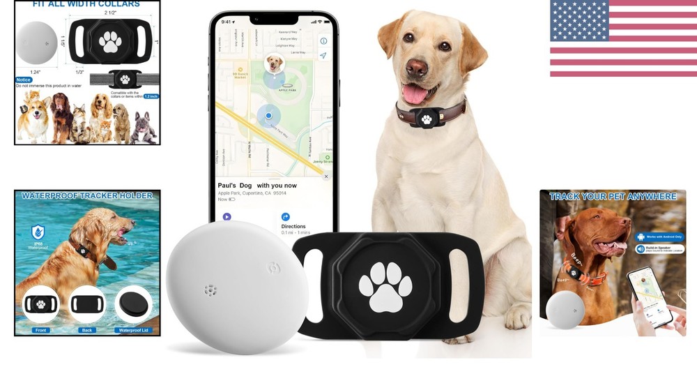 Smart Pet Tracker Device - Sleek Waterproof Design, No Subscription Fee, Android