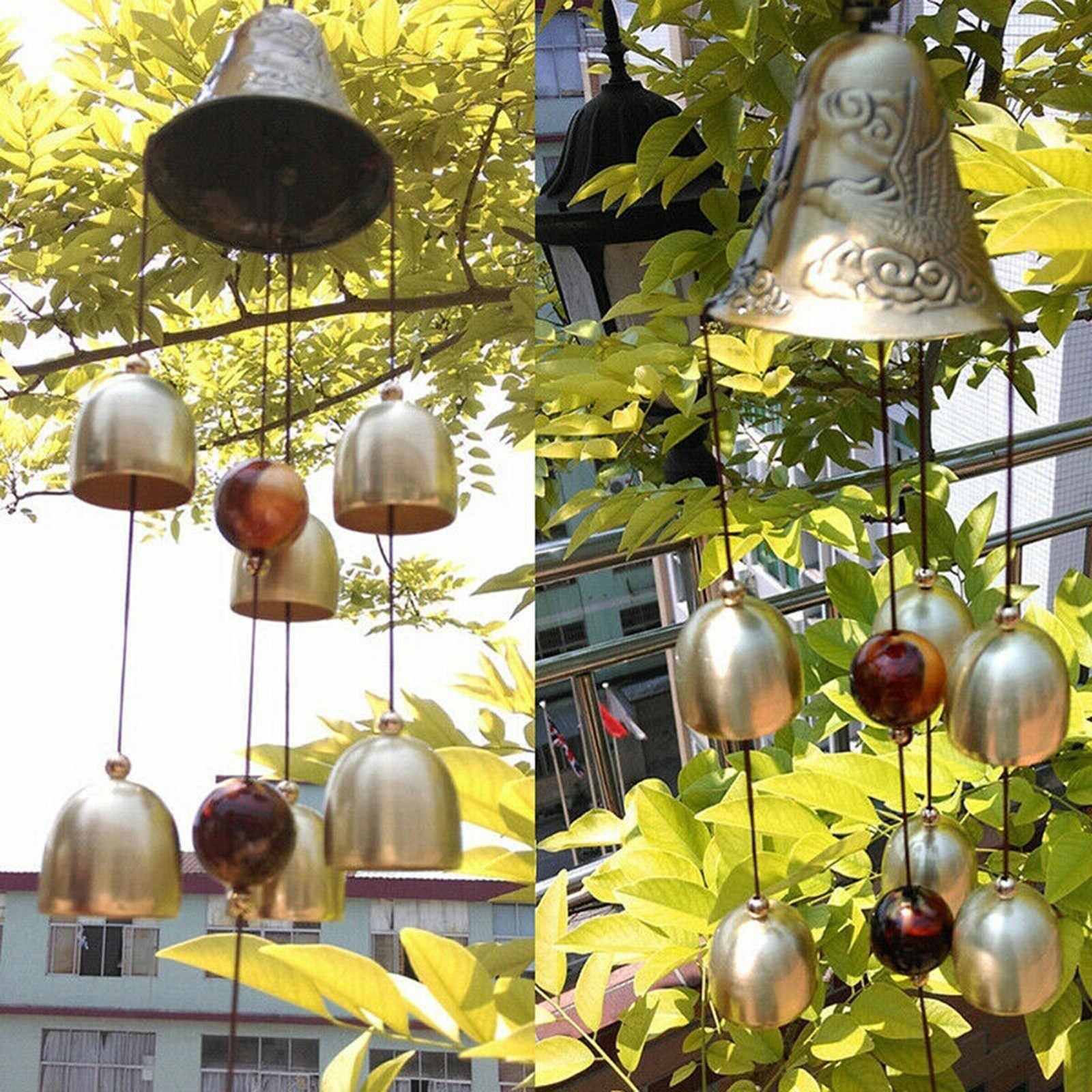 6 Copper Bell Wind Chimes – Outdoor Garden Hanging Decor