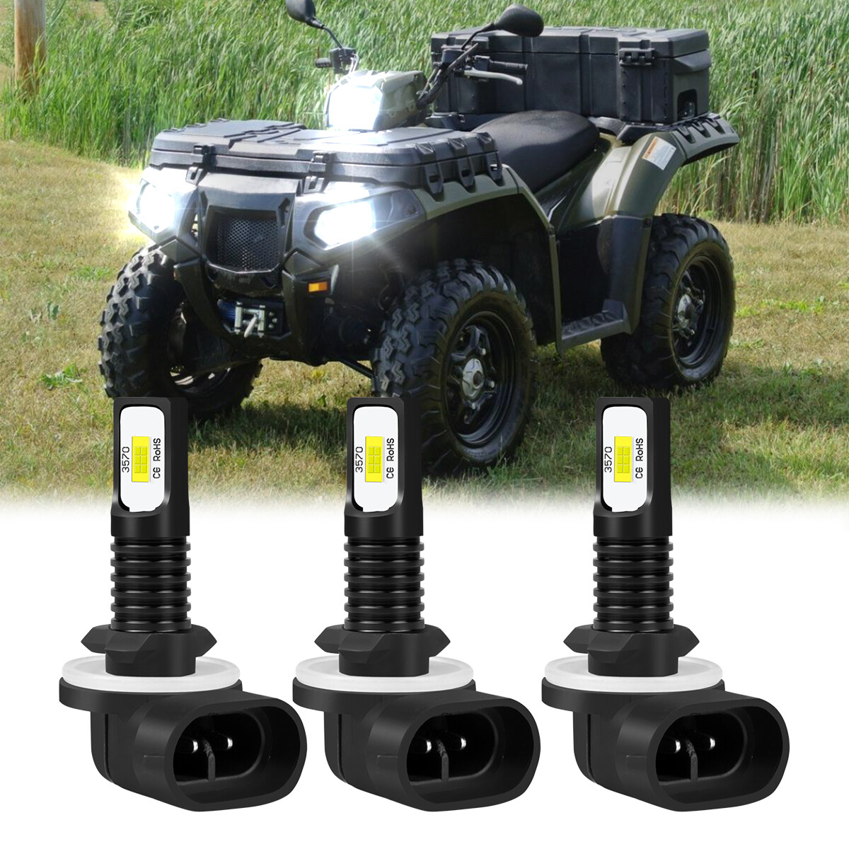 3x LED Headlight Bulbs For Polaris Sportsman 500 550 570 600 700 800 850 XP New