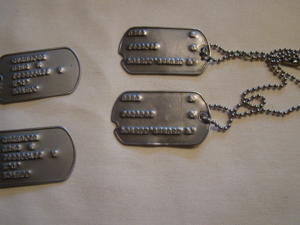 (4) Vinage Original USMC Dog Tags FATHER AND SON plus Name Tag