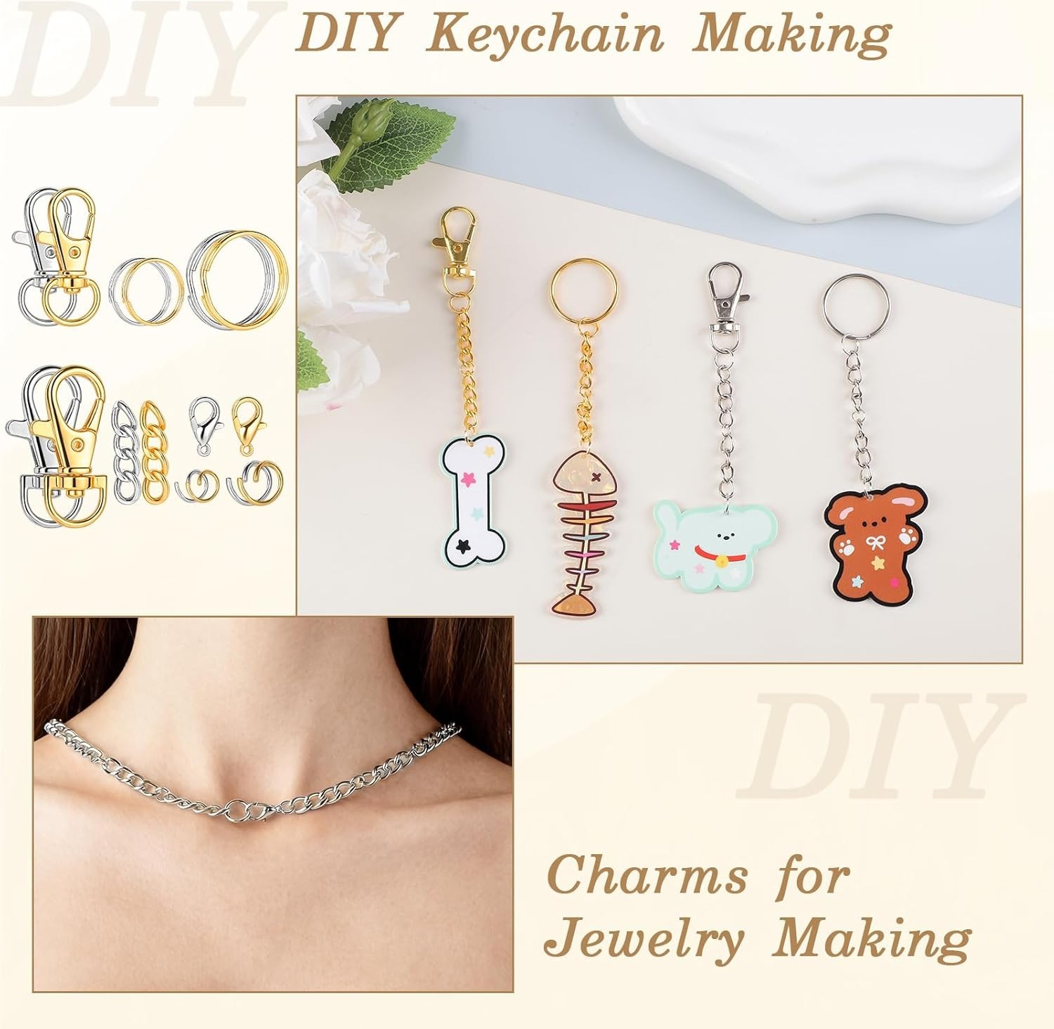 1130PCS Keychain Making Kit Jump Rings for Jewelry DIY Key chain Supplies wit...