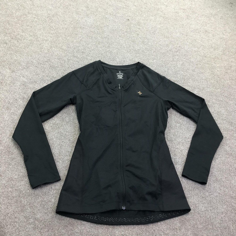 Tommie Copper Womens Back Support Compression Zip Jacket Top Large Black