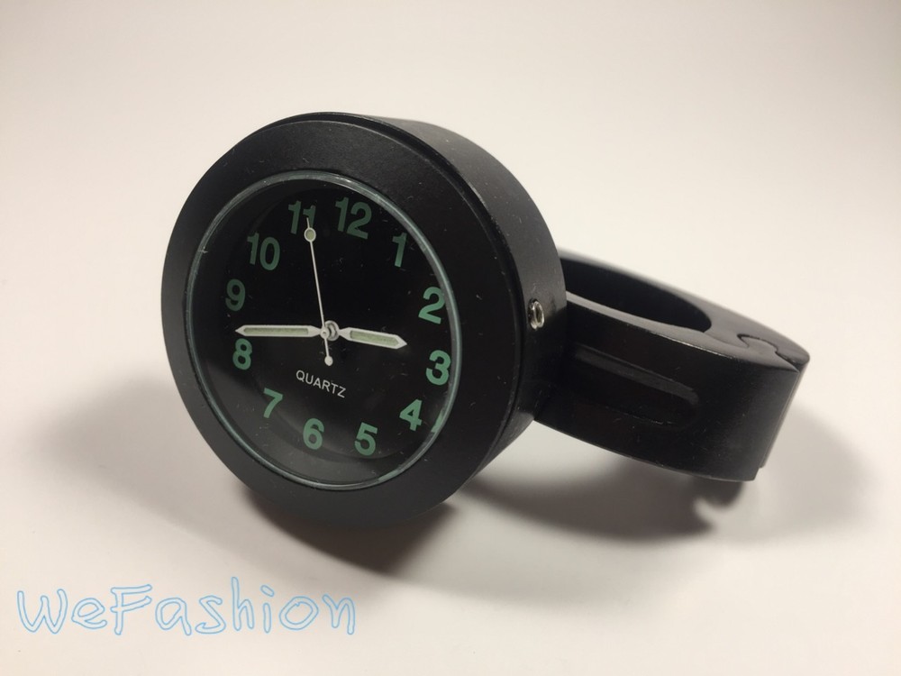 Black Universal 7/8'' 1'' Cruiser Handle Bar Mount Clock Watch For Motorcycle