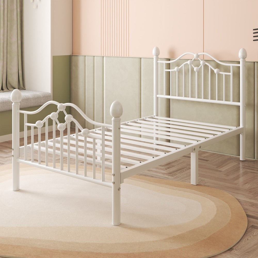 Twin Size Metal Bed Frame with Classical Headboard