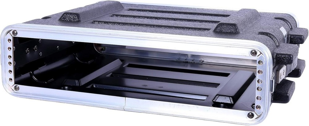 Crossrock Stackable 2U Rack Case, Standard 19.25” Depth, Polyethylene Hard-Black