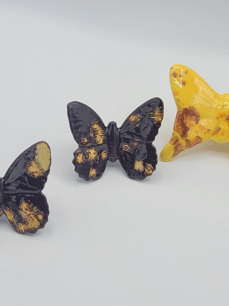 Vintage Lot Ceramic Macrame Beads 1970's Butterfly Moth
