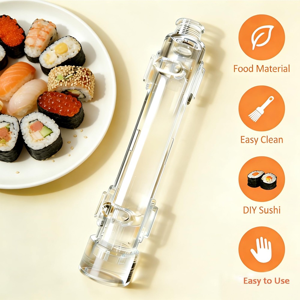 Clear Sushi Bazooka – Easy Making Kit for Beginners & Large,