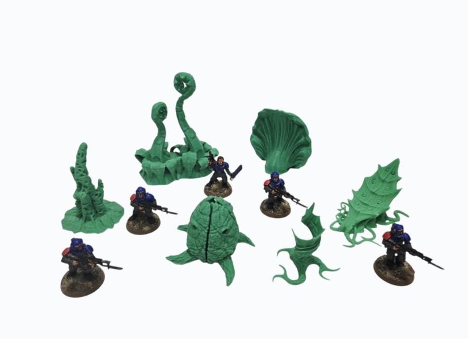 3D Printed Tabletop War Terrain Alien Plants Set D Perfect For 40K / Kill Team