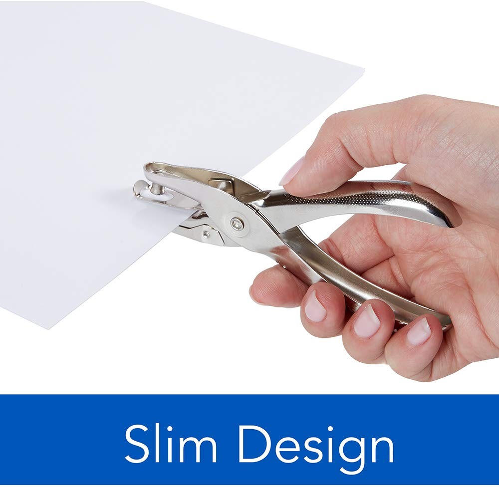 Durable Chrome Handheld Single Hole Punch 5 Sheet Capacity Compact Design