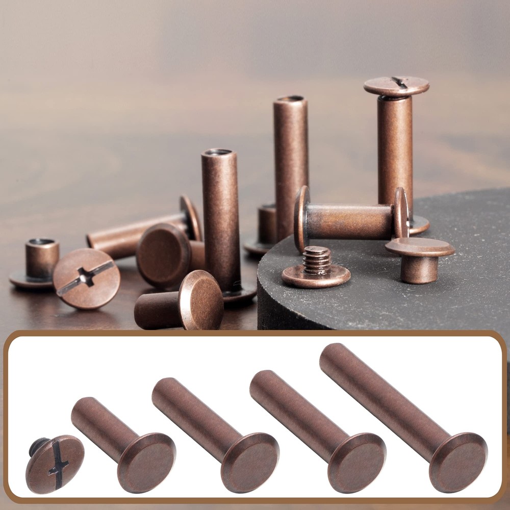 70Sets Chicago Screws Leather Rivets Assorted Screw Rivets Chicago Binding Sc...