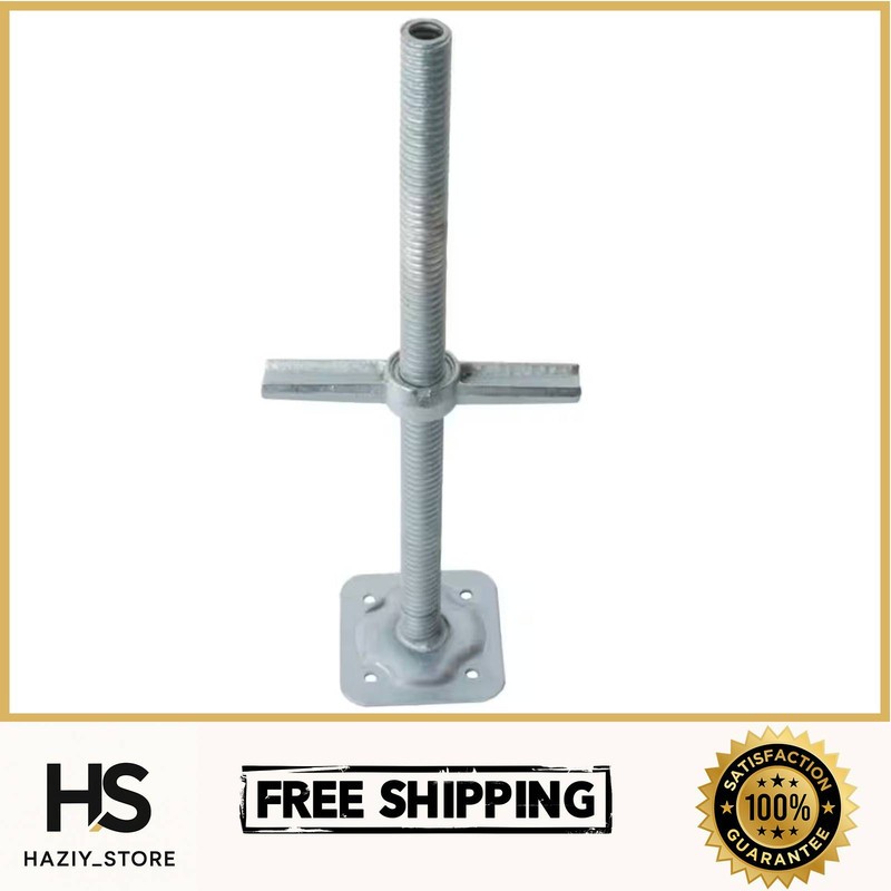24 in Galvanized Adjustable Scaffold Leveling Jacks w/ Base Plate Wing Nut