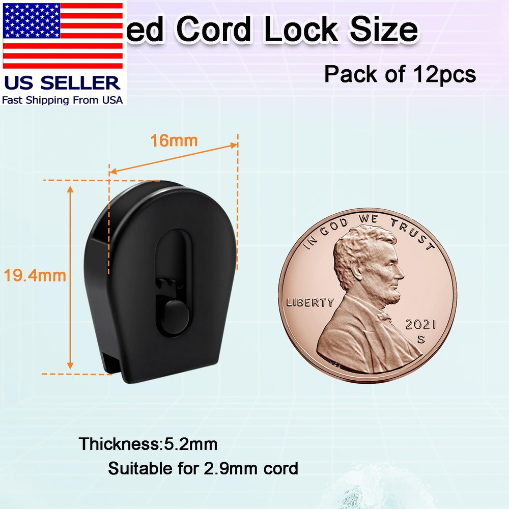 12 PCS Plastic Wheeled Cord Locks for Drawstring,Bungee E Collar Strap Lock Repl