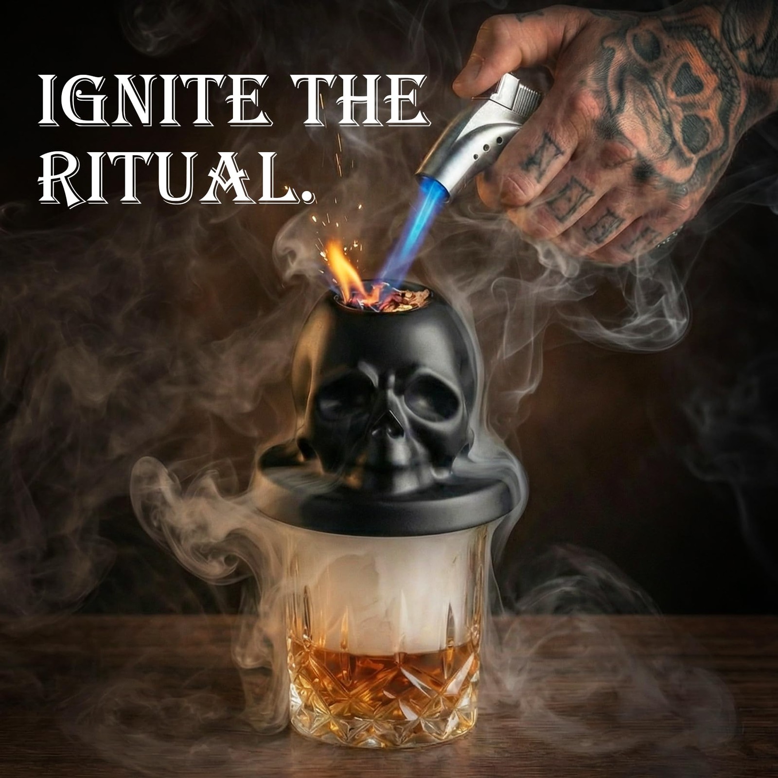 Whiskey Smoker Kit - 4 Wood Chips, Cocktail Smoker Infuser Kit, Old Fashioned...