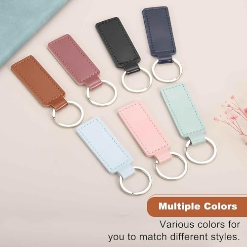 15 Pcs Leather Keychain Blanks Bulk Rectangle Laser Engraving Keychain Brown