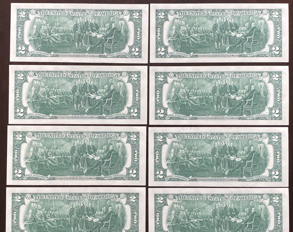 US 2017-A-$2 BILLS-UNCIRCULATED -(10) CONSECUTIVE SERIAL #’s- US BANK NOTES