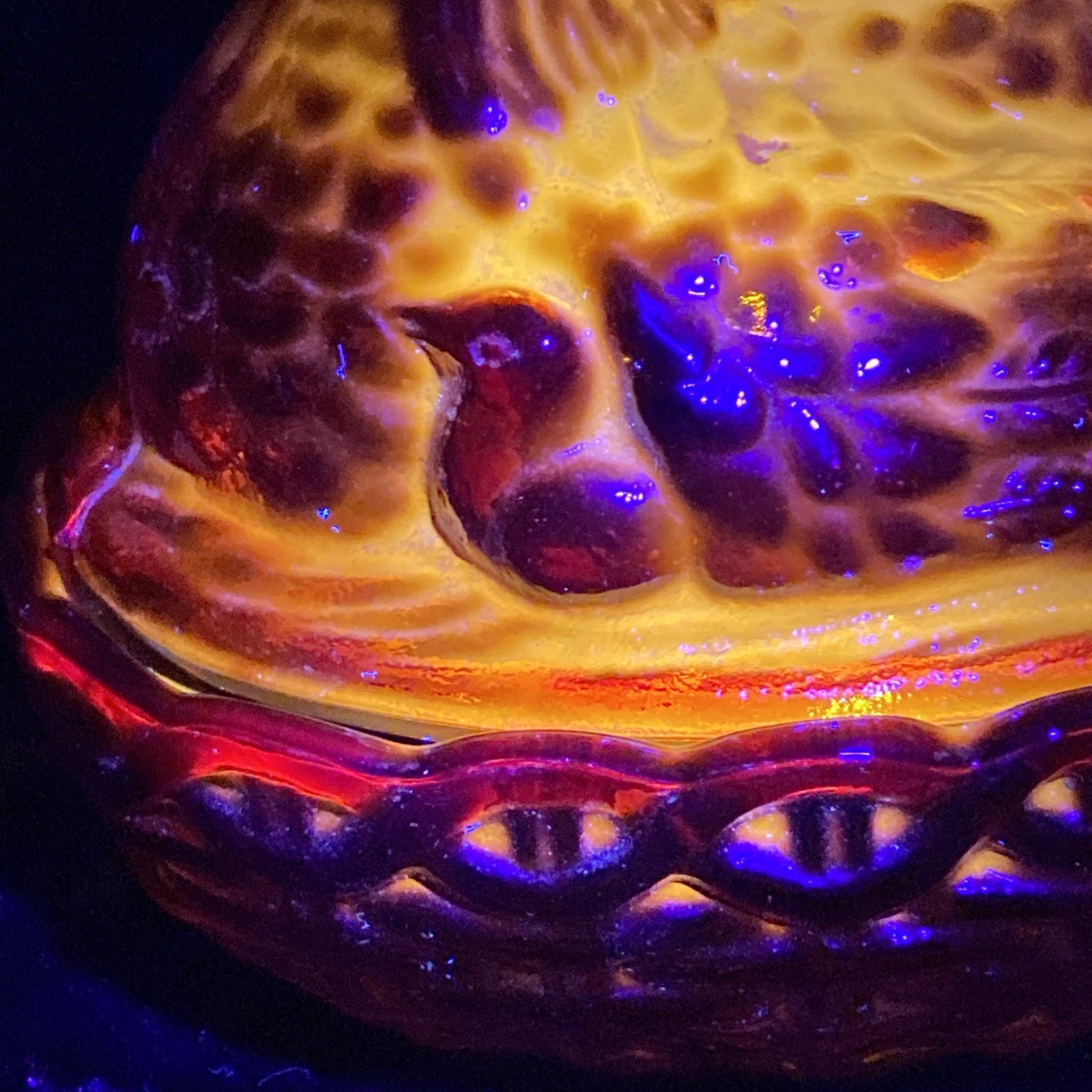 Rare Vintage 6 Inch LE Smith Flame Glass Red Amberina Hen On Nest 2chicks