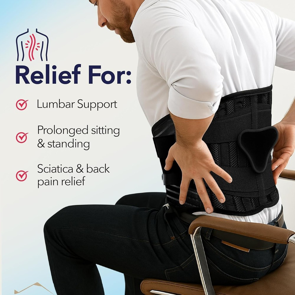 Dr. Arthritis Back Brace Support Belt - BLACK - Large
