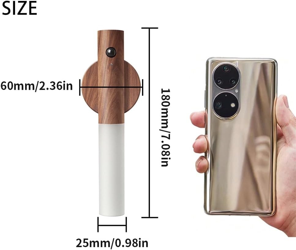 2 Pack Walnut Night Lights with Motion Sensor & RGB Touch Control | USB-C