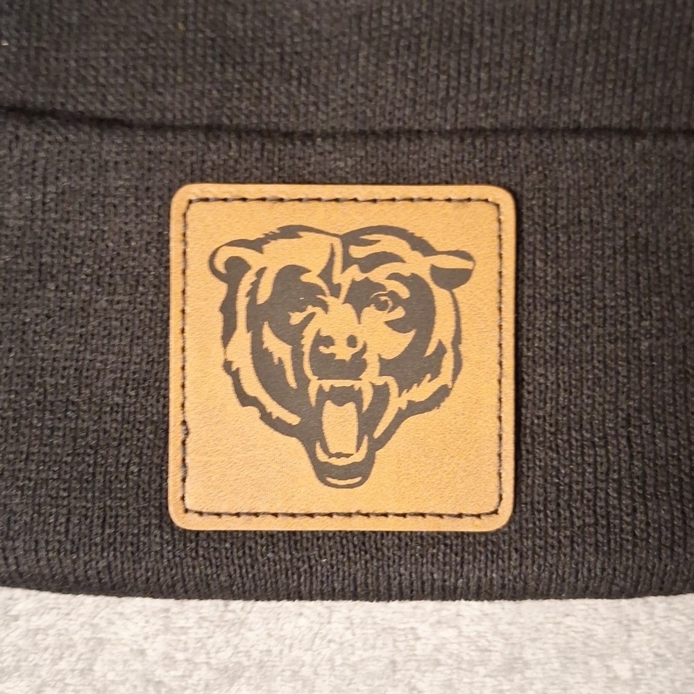 Chicago Bears Leather Square Patch Black Beanie Cap NFL