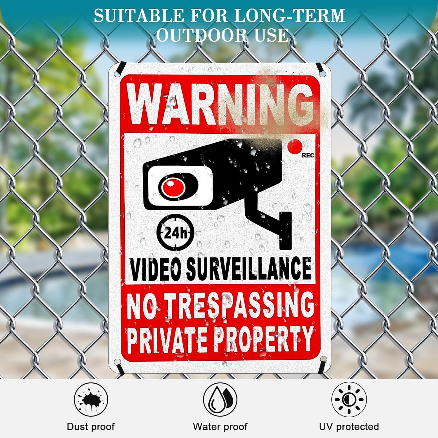 4-Pack Metal No Trespassing Signs Private Property 10 x 7 inch Rust Free 0.04
