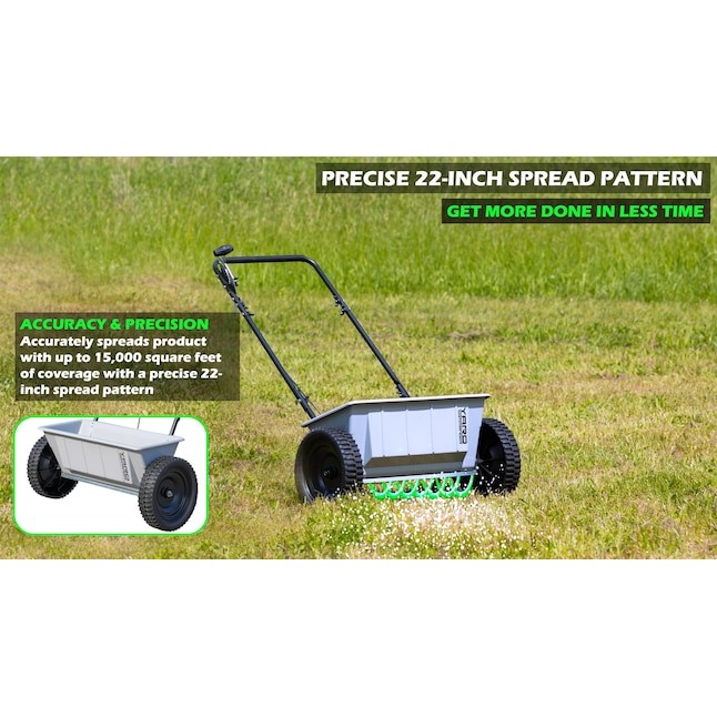 Yard Commander Drop Spreader 60-lb Capacity Compatible with Fertilizer, Seed