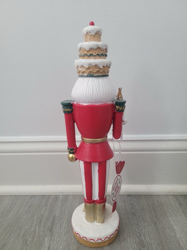 Peppermint Square Cupcake Bakery Red/White Stripe Nutcracker Aprox. 18” NEW