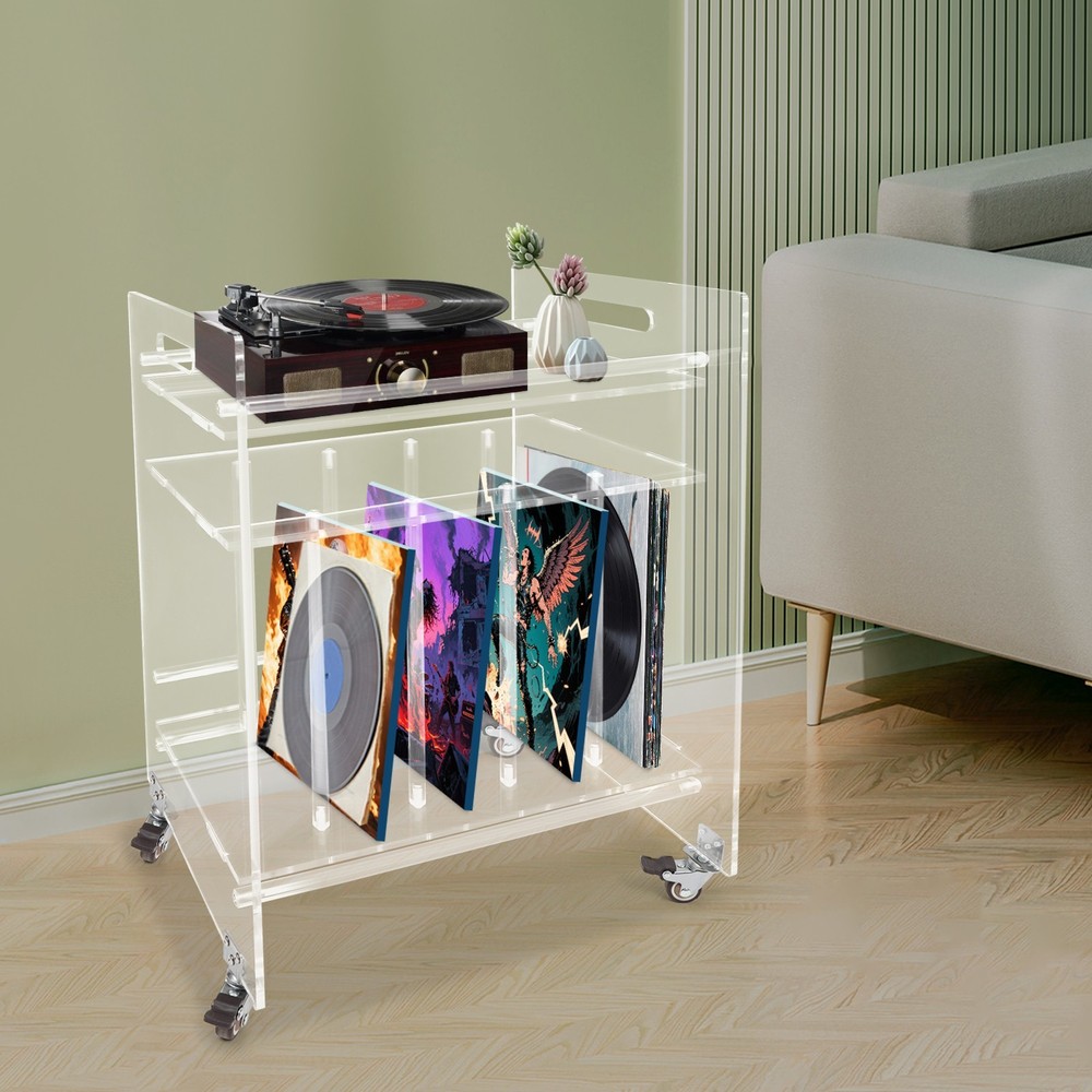 Clear Record Player Stand Record Storage Stand Record Player Stand Table Display