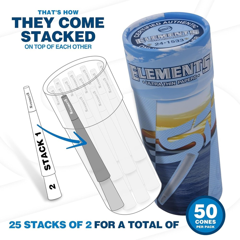 Elements Rolling Paper Cones 98 Special Pre-Rolled | 50 Pack