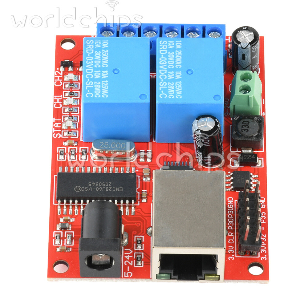 LAN Ethernet 2 Way Relay Board Delay Switch TCP/UDP Controller Module WEB Server