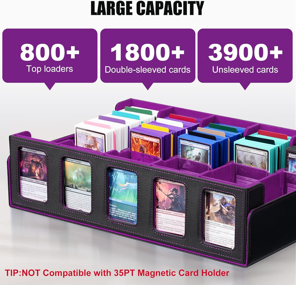 Trading Card Storage Box with Commander Display , 5-Row Deck Case with Removable