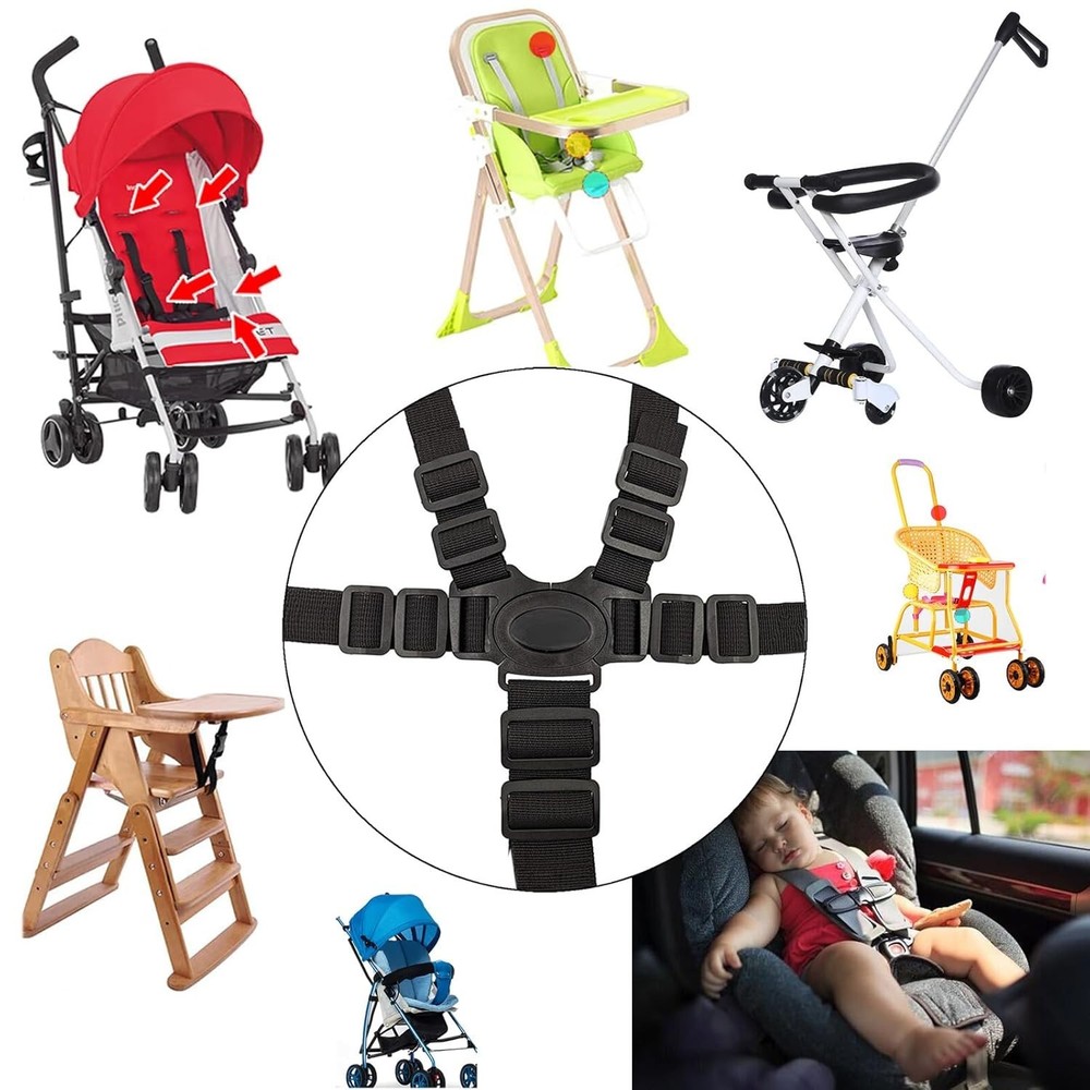 Adjustable 5-Point Safety Harness for Strollers & High Chairs