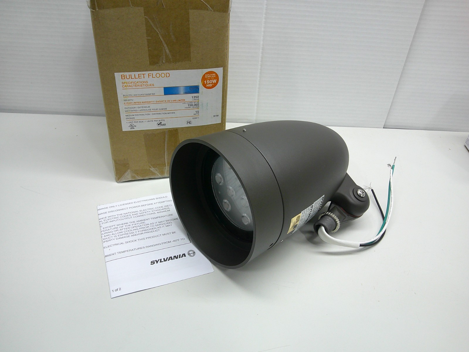 Sylvania LED Bullet Flood Light Fixture 60182 BULLTFL1A/015UNV750/MF/BZ