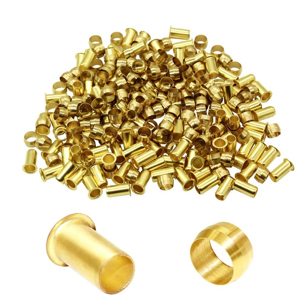 Brass Compression Fitting, 4mm OD 2.9mm ID Compression Sleeve Ferrules and In...